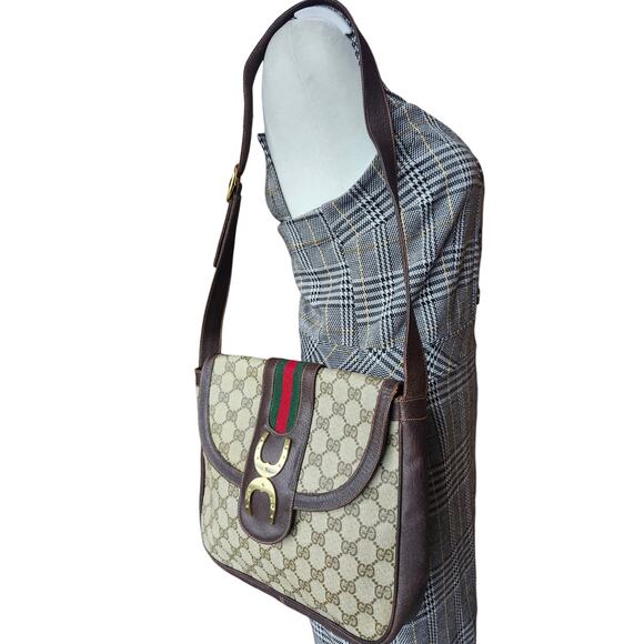 Gucci Supreme GG Canvas Leather Shoulder Bag Sherry Line Web Ophidia Vintage - Picture 2 of 15